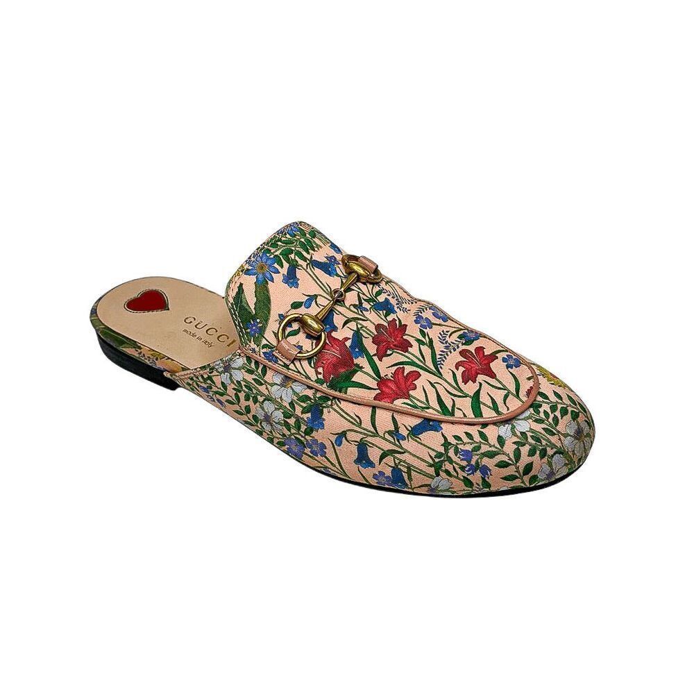 Gucci Floral Princetown Mule EU 36 Horsebit Slide Pink Loafer Flats Multicolor - Picture 1 of 10